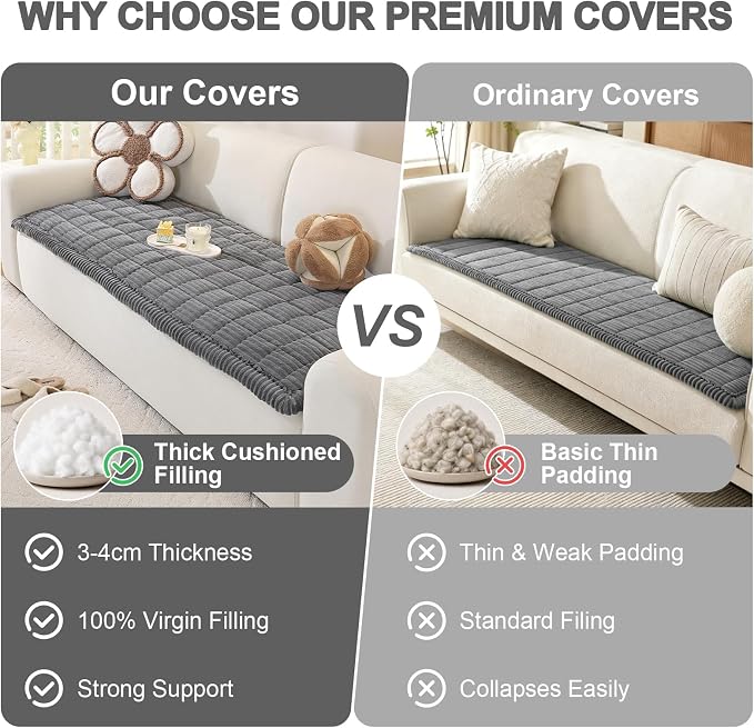 OstepDecor Couch Cover for Dogs, Washable Non Slip Sofa Cover for Pets, Soft Couch Covers for Sofa, Loveseat and Sectional, Furniture Protector Against Pet Hair & Scratches (35.4" x 35.4", Dark Grey)