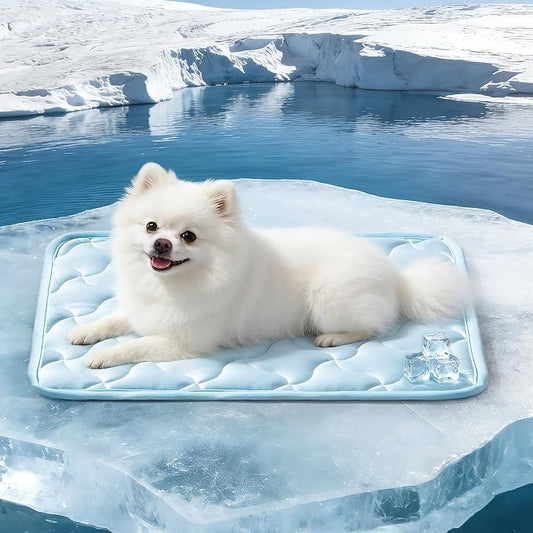 GASUR Cooling Mat for Dogs, Q-Max>0.5 Instant Temp Drop Dog Cooling Mats for Puppy & Cats, Cooling Pad for Dog - Indoor Outdoor Travel Use, Snag Resistant，Machine Washable & Anti-Slip, 20"X16" Blue