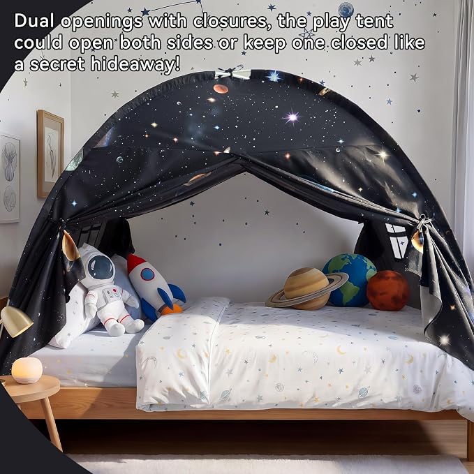 Sherilyn Full Bed Toddler Canopy Tent, Kids Indoor Canopy Privacy Space Sleeping Playhouse Blackout Bunk Bed Tents Full Size (Galaxy Tent) for Boys Girl Birthday House Gift
