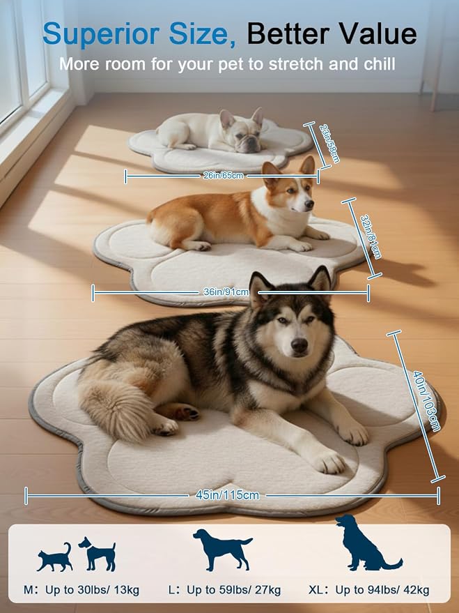 Dog Cooling Mat, Q-Max>0.46 Instant Cool Pad for Dogs, Reversible 4-Layer Thick Pet Cooling Pad, Machine Washable,for Crate, Car, Indoor & Outdoor Summer（X-Large-45 L x 41" W)