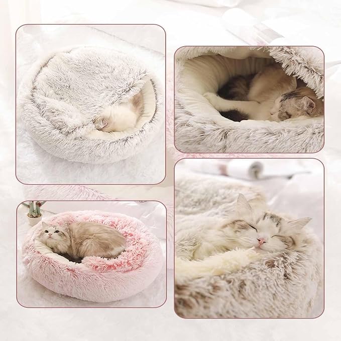 Cozy Cocoon Pet Bed for Dogs,Dog Bed with Hood,Small Dog Bed with Cover Cave,Cozy Cave Pet Beds for Small Medium Large (Gray, Small)