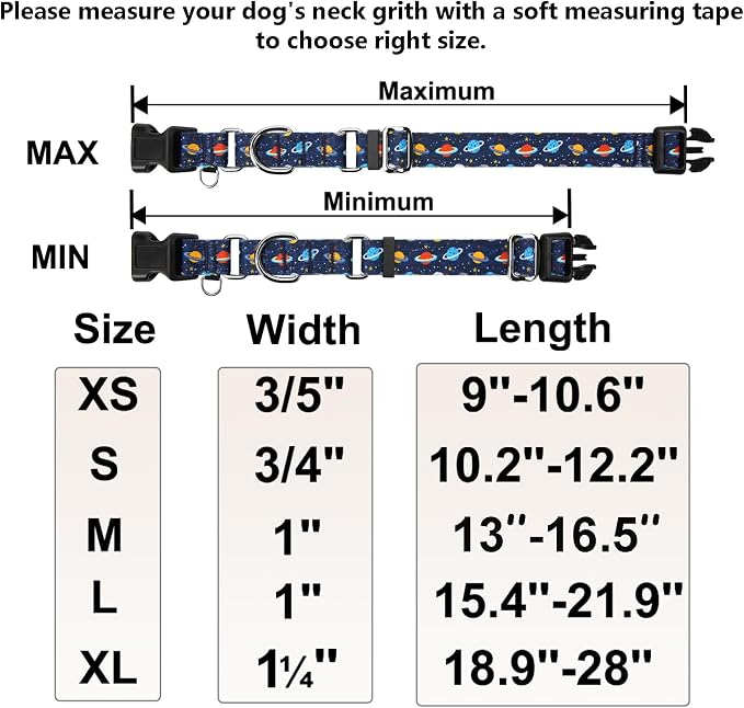 Martingale Dog Collars with Buckle No Slip Training Boy Dog Collar for Medium Dogs (Blue Space, Medium)