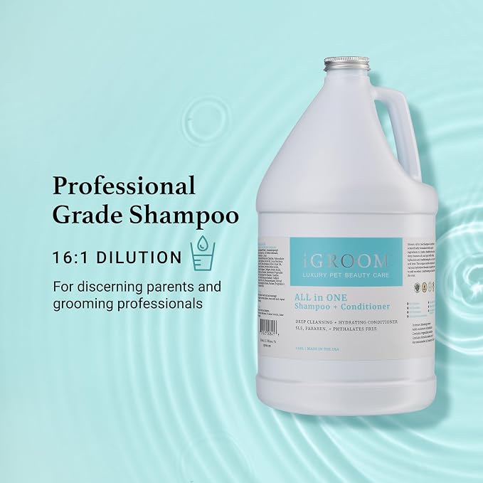 iGroom All-in-One Dog Shampoo + Conditioner, Luxury Pet Beauty Care, Deep Clean All Coat Types, Hydrate and Condition Coat, Made in the USA, 16 oz