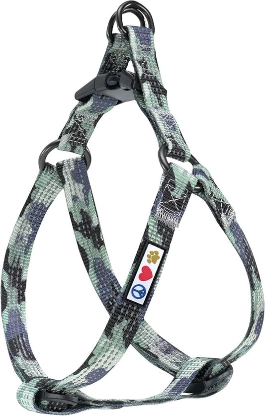 Pawtitas Reflective Step-in Dog Harness – Adjustable No-Pull Vest for Puppies to Seniors, Safe & Comfortable, S Camo Grey
