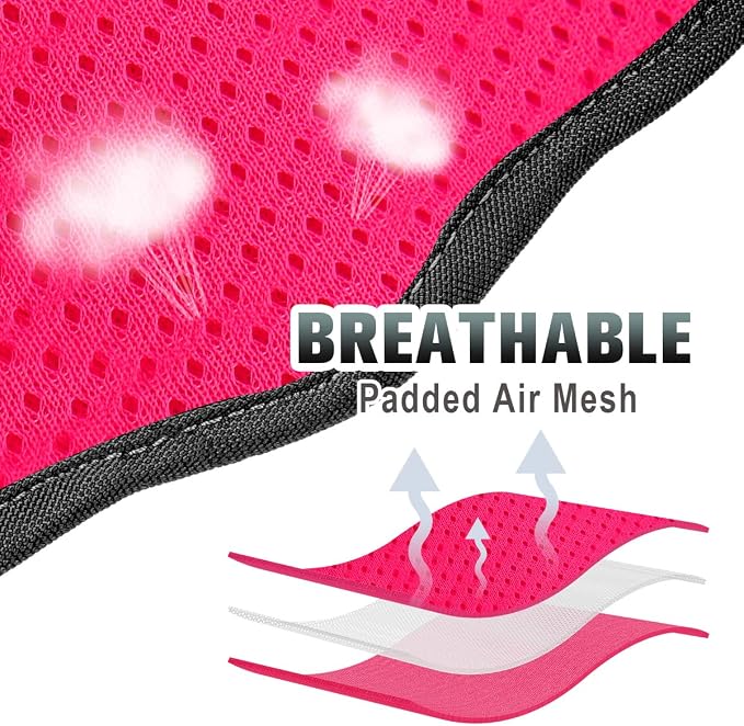 BARKBAY No Pull Dog Harness Large Reflective Dog Harness with Front Clip and Easy Control Handle for Walking Training Running with ID tag Pocket(Pink/Black,XL)