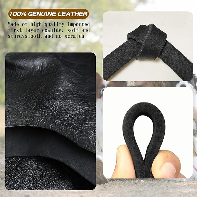 Leather Dog Leash 6ft x 5/8 inch,Strong Heavy Duty Genuine Leather Braided Dog Training Leash, Soft and Comfortable for Large Dogs, Medium Small Dogs (Black, 6FT*5/8in)