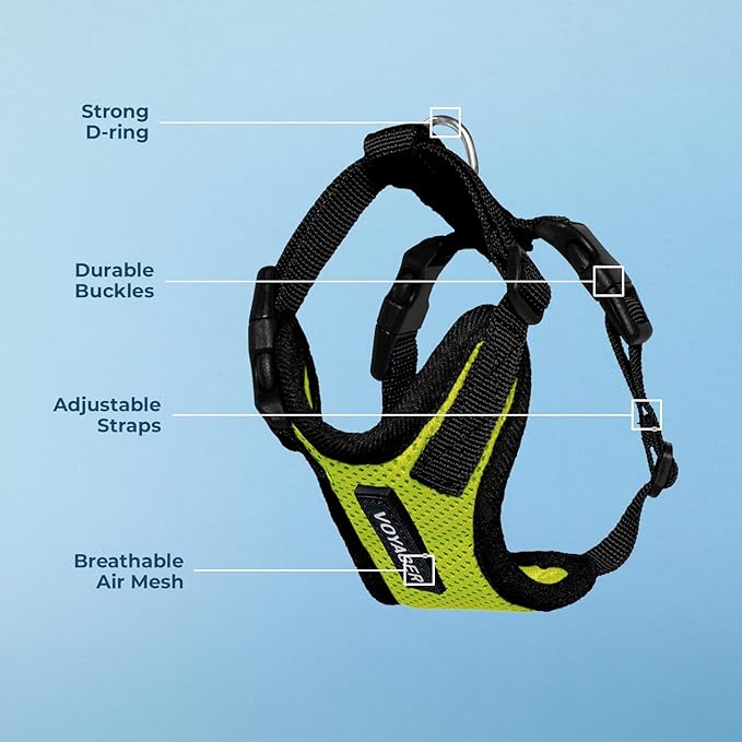 Voyager Step-in Pet Harness - All Weather Mesh, Adjustable Step in Harness for Cats and Dogs by Best Pet Supplies - Lime Green/Black Trim, XL