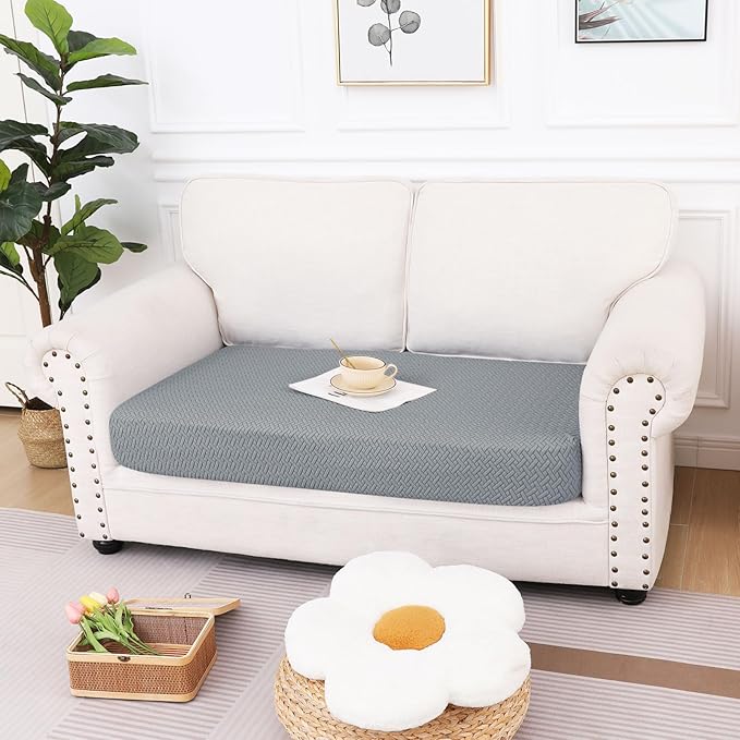 hyha Waterproof Couch Cushion Covers, Wear Resistant Couch Cover, Anti Slip Sofa Slipcovers Washable, Soft Thick Jacquard Furniture Protector for Pets Dog (1 Piece for Medium, Light Grey)