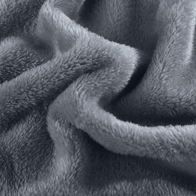 uxcell Flannel Fleece Blanket Queen Size - Soft Lightweight Plush Microfiber Bed Blanket for Sofa or Couch, Machine Washable Blankets Fleeces, Dark Gray 78x90 Inch