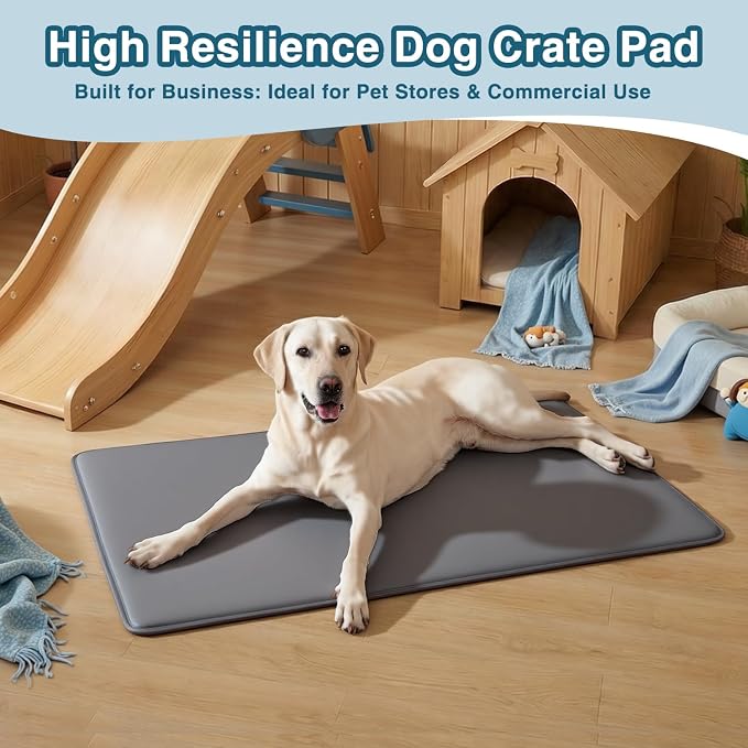 Dog Crate Pad Mat, Waterproof Kennel Cage Mat, Outdoor Pet Bed for Medium Large Dogs, Pet Bed with High Resilience Foam,Wipe Clean & Easy Rinse, Anti Slip 35 inch Graphite Grey