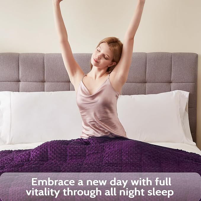 L'AGRATY Weighted Blanket for Adult - 48"x72" 20lbs Minky Dots Heavy Blanket with Glass Beads Soft Breathable for All-Season Summer Fall Winter Thick Comfort for Sleeping