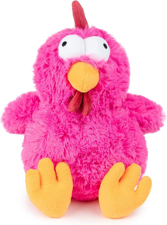 Best Pet Supplies Interactive Squeaky Dog Chew Toy, Ideal Dog Toys for Chewers, Small, Medium & Large Dogs, and Fetch Lovers - Mrs. Cluck (Fuchsia), Large