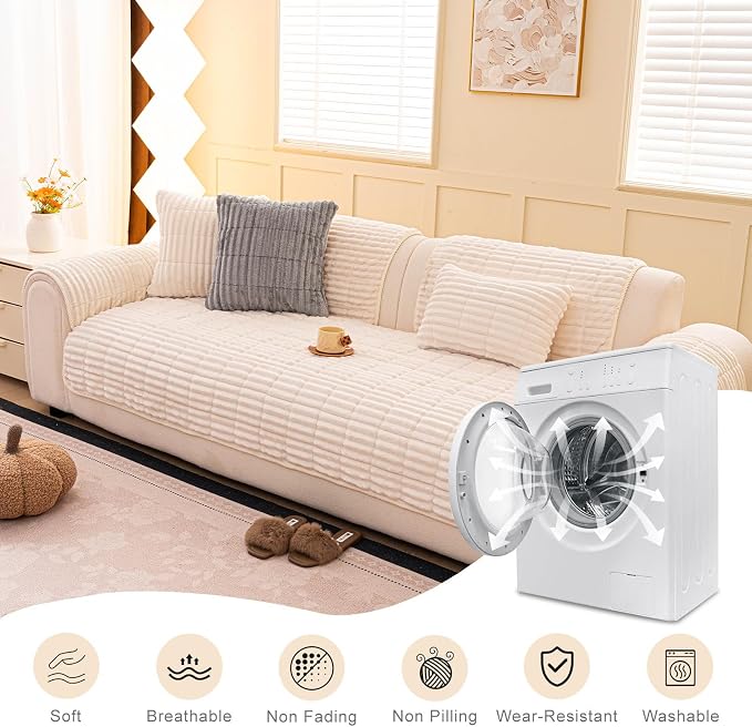 Washable Pet-Friendly Couch Covers for Dogs Fuzzy Pet Sofa Covers Dog Couch Blankets and Cushion Covers for Sofa