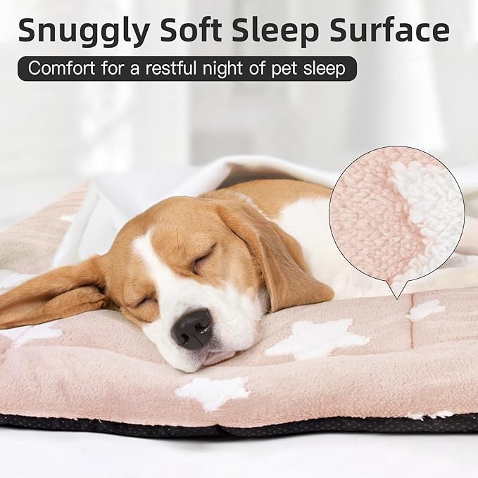 Mora Pets Cat Bed for Indoor Cats Washable Dog Crate Pad Cute Star Dog Bed Mat for Small Dogs Pet Kennel Pad for Cage Soft Flat Puppy Kitten for Sleeping Anti-Slip Pink 22 x 13 inch 2 Pack