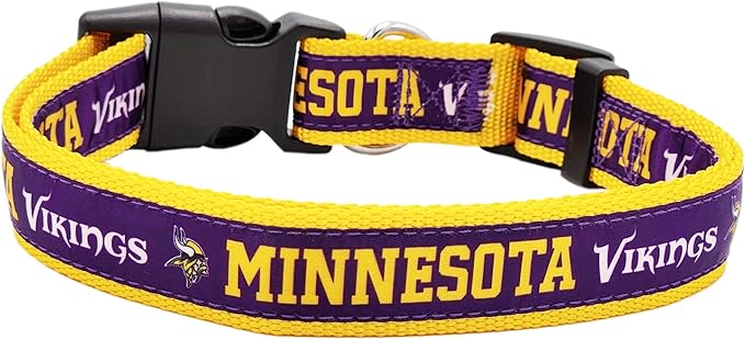 Pets First NFL Minnesota Twins Licensed PET COLLAR, Medium - Heavy-Duty, Strong, and Durable Dog Collar. Available in 31 Football Teams and 4 Sizes