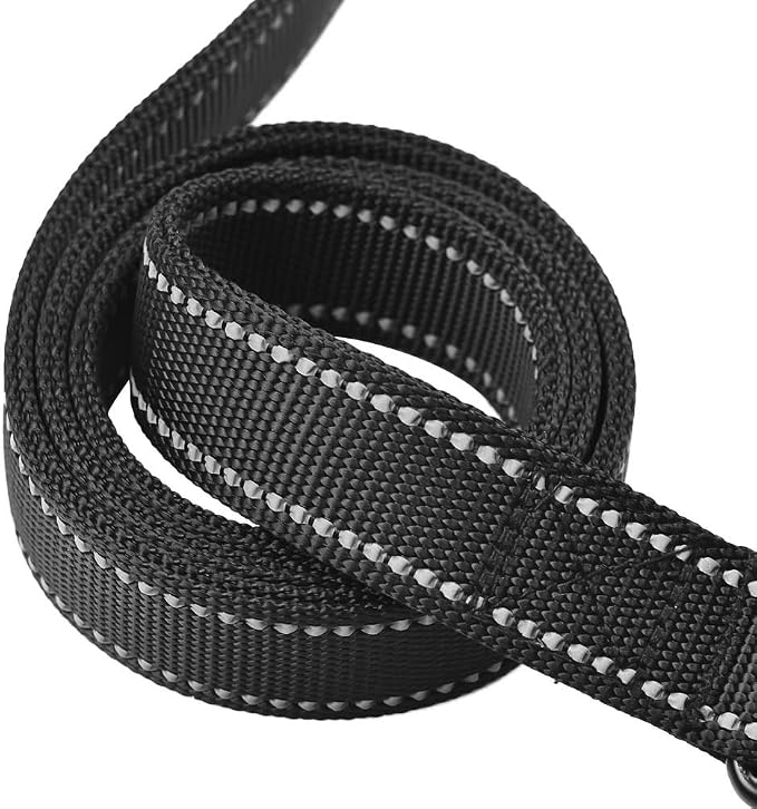 Primal Pet Gear Dog Leash 8ft Long - Black - Traffic Padded Two Handle - Heavy Duty - Double Handles Lead for Control Safety Training - Leashes for Large Dogs or Medium Dogs - Dual Handles Leads