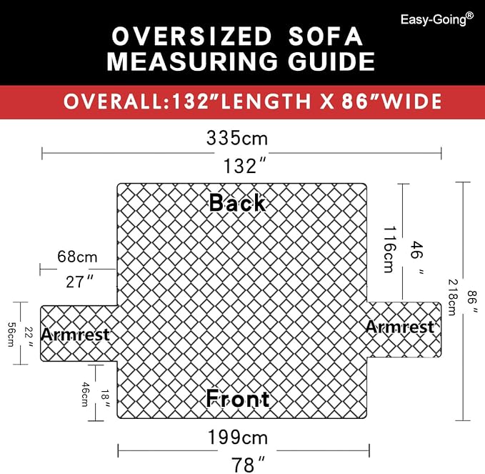 Easy-Going Reversible Oversized Couch Cover for 3 Cushion Couch Sofa Cover for Dogs Water Resistant Furniture Protector Cover with Foam Sticks for Pet (Oversized Sofa, Black/Beige)