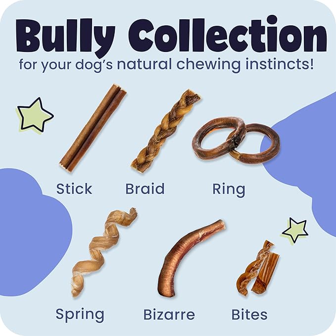 Pawstruck All-Natural 4" Bully Stick Rings for Dogs - Rawhide-Free, 100% Beef, Single Ingredient Dental Chew Bones - Fully Digestible, Low Odor - Bulk 25 Pack - Packaging May Vary