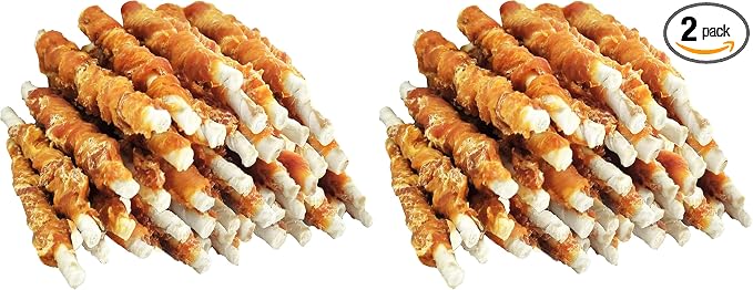 MON2SUN Dog Treats, Rawhide Twist Chicken Hide Sticks, Suitable for Puppy and Small Dogs, 5 Inch (Chicken, 14.11 oz) (Pack of 2)
