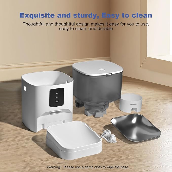 ANDOLL HOME 2.4G Automatic Cat Feeder, 4L WiFi Food Dispenser with 10s Voice Recorder, Pet Feeder up to 10 Meals per Day, Timed Cat Feeder with Dry Food Sealed Ring