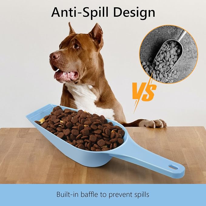 Dog Food Scoop, 2 Cup Capacity Dog Food Scoop With Measuring Lines For Dog, Puppy and Cat Coffee Bean Scoop, Flour Scoop (Blue)