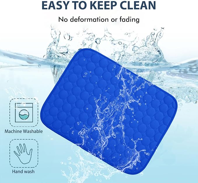 MICROCOSMOS Summer Cooling Mat & Sleeping Pad- Water Absorption Top, Materials Safe, Easy Carry, EZ Clean. Keep Cooling for Pets, Kids and Adults.(Dark Blue, 28" x 22")