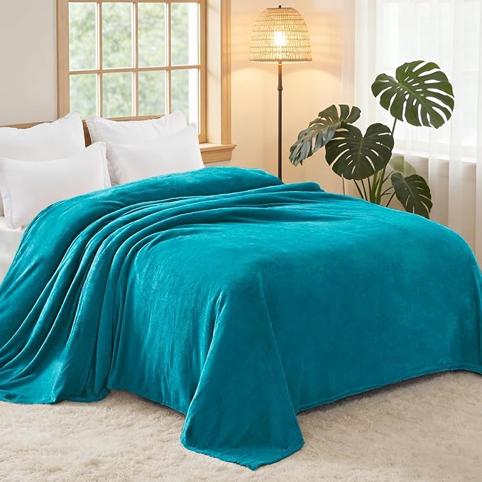 Exclusivo Mezcla Fleece Blanket Twin Size for Bed, Super Soft and Warm, All Season, Cozy, Plush, Lightweight, 90x66 Inches, Teal