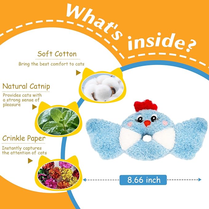 ETEKYER Cat Toys Bird, Catnip Toys for Indoor Cats Kitten, Crinkle Sound Interactive Cat Nip Kitty Kicker Toy 8.66 Inches for All Breeds