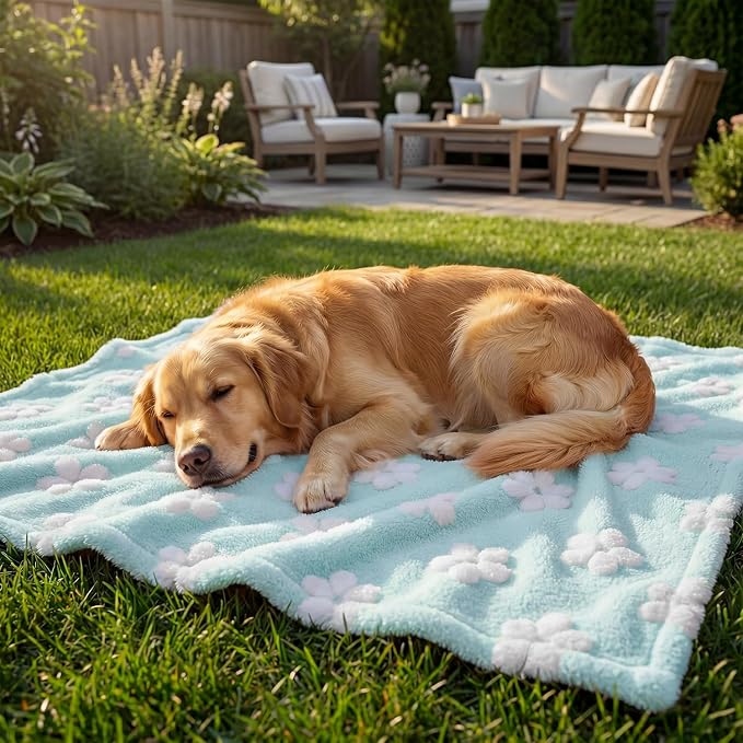 Horaldaily Pets Flannel Blanket, Blue Flowers 3D Textured Soft Fuzzy Fluffy Plush Cozy Fleece Premium Blankets for Dog Cat Puppy Kitten Couch Protection, 30x40