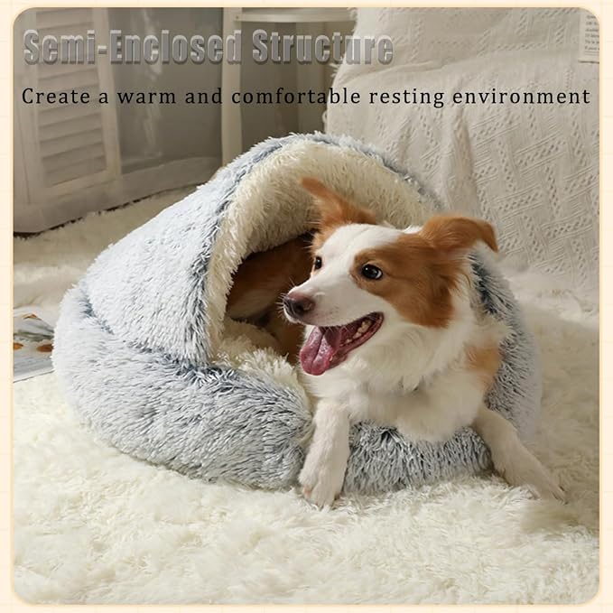 Cozy Cocoon Dog Bed, 2026 New Cozy Cocoon Pet Bed for Dogs, 3D Spacious Design, Resistant to Collapse, Strong Support, Warm & Non-Slip, Soft & Washable, Enclosed Cat Cave Bed (Light Gray, Medium)