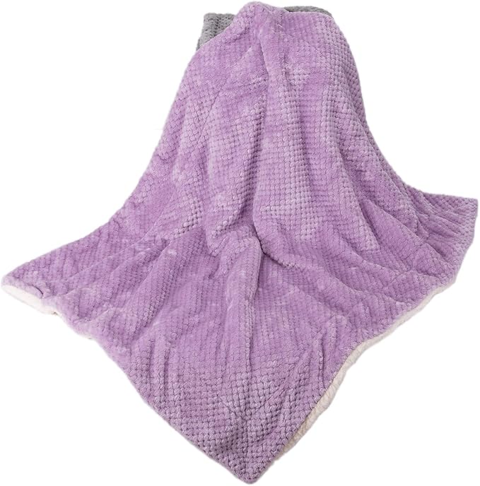 Fuzzy Pet Blanket, Warm and Soft Plush Fleece for Dog or Cat Bed, Couch, Sofa, Travel, Outdoor, Camping (32" x 40", DW-Lavender)