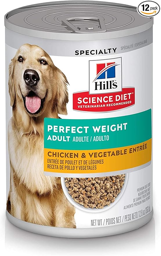 Hill's Science Diet Adult Perfect Weight Wet Dog Food, Chicken & Vegetable, 12.8 oz. Cans, 12-Pack