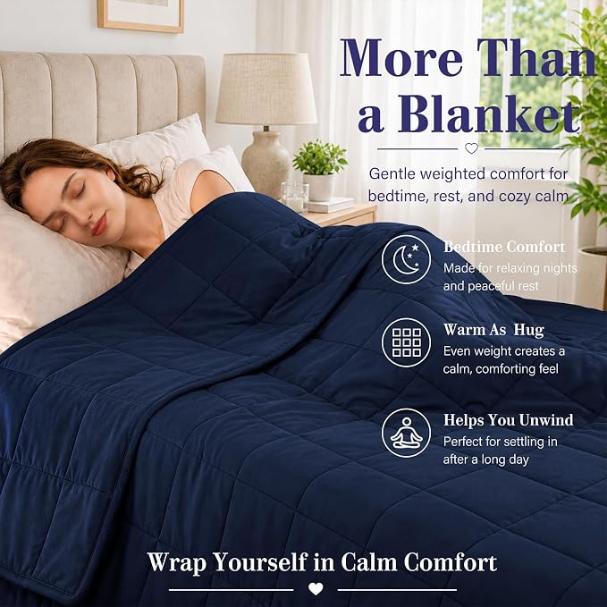 L'AGRATY Weighted Blanket - 60"x80" 20lbs Cooling Breathable Heavy Blanket Microfiber Material with Glass Beads for Adult All-Season Summer Fall Winter Soft Thick Comfort