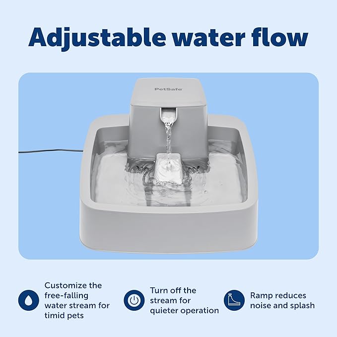 PetSafe Oasys 1 Gallon (128 Ounce) Pet Fountain - Cat or Small to Medium Breed Dog Water Fountain - Dishwasher Safe Filtered Water Dispenser with Flow Control - Filters Included - Easy to Clean