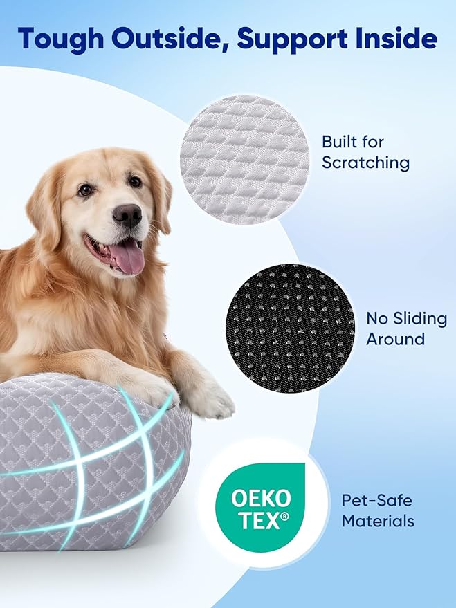 Rywell 3-in-1 Cooling Dog Beds Large Sized Dog, Dog Cooling Mat with Arc-Chill Tech (Q-Max>0.5), Dog Crate Pad for Summer, Non-Slip & Fully Machine Washable, Gift for Dog Lovers, 43" x 31", Grey