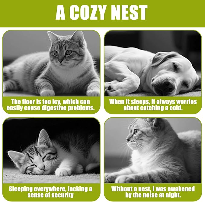Plush Pet Cave Bed with Removable Cushion, Winter Warm Hideaway for Cats & Dogs, Cozy Washable Safe Haven