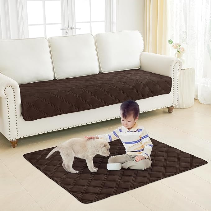 Smiry Waterproof Dog Bed Cover Blanket 30x70, Soft Reversible Pet Blanket, Washable Leakproof Cats Dogs Couch Cover for Sofa, Couch, Furniture, Chocolate/Beige