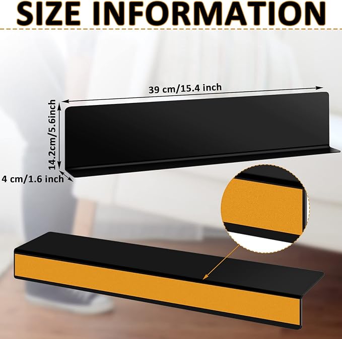 Treela 12 Pcs Under Couch Blocker Black Couch Blocker for Pets Bumper for Under Furniture Baffle Board with Adjustable Guard to Stop Going Below Sofa Easy Install (5.6 Inch)