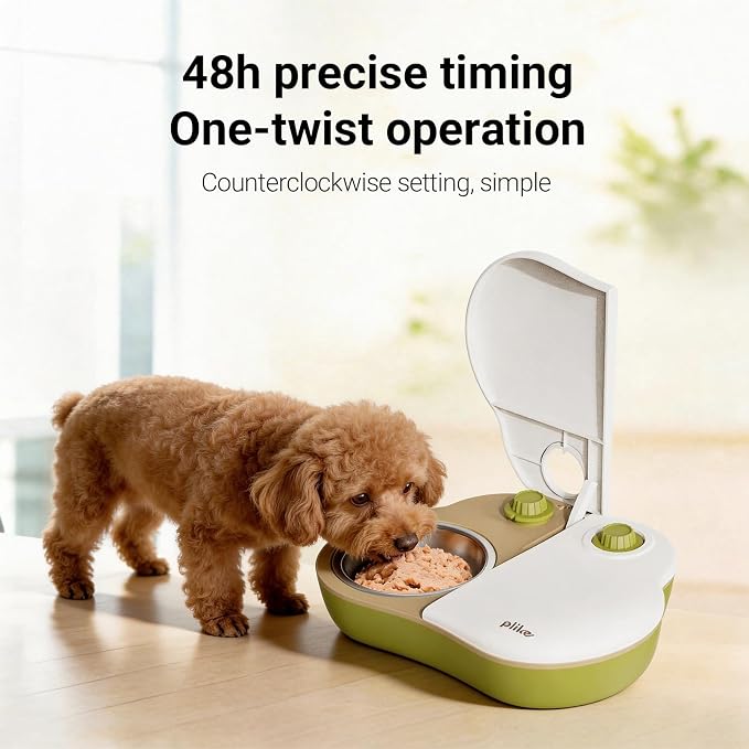Plike 2-Meal Automatic Pet Feeder | 48H Wet Food Refrigerated