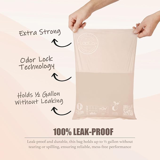 Bio-Based Dog Poop Bags, Silky Soft & Leak-Proof, Lavender-Scented, Made from Cornstarch – 8 Rolls, 120 Bags