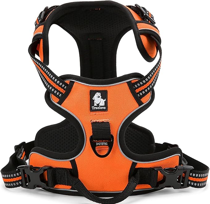 TRUE LOVE Adjustable No-Pull Dog Harness Reflective Pup Vest Harnesses Comfortable Control Brilliant Colors TLH5651(Orange,M)