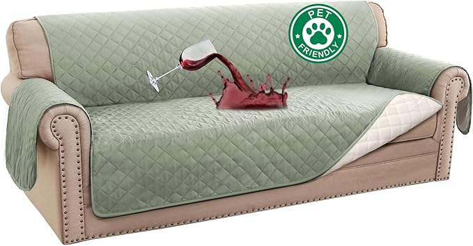 Turquoize 100% Waterproof Sofa Covers Couch Cover Sofa Cover for Dogs Couch Protector Triple Non-Slip Sofa Slipcover for 3 Cushion Couch Furniture Protector for Pets, Kids,Dog (XL Sofa 78", Sage)