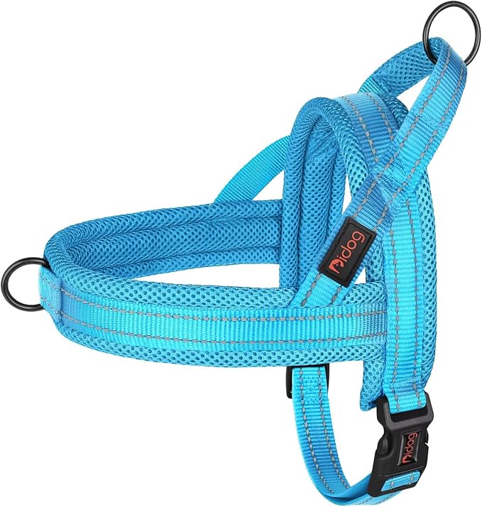 Didog No Pull Dog Harness with Breathable Mesh Padded,Reflective & Quick Fit Light Weight Dog Strap Vest Harness,Easy for Walking Training (L:Chest 26-32", Mesh-Blue)