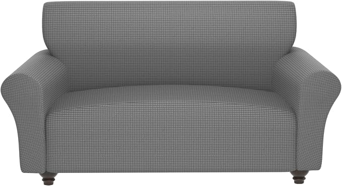 Stretch Couch Covers for 2 Separate Cushion Couch Sofa -Living Room Couch Sofa Cover,Washable Sofa Slipcover,Pet Friendly Furniture Protector with Elastic Bottom,Universal Fit for Home(Gray,Loveseat)