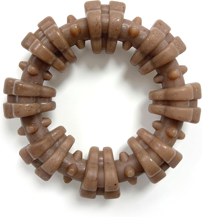 Nylabone Strong Chew Textured Ring Dog Toy Made with Real Beef & Chicken, Durable Chew Toys for Aggressive Chewers, Long Lasting Dog Bone, Keeps Dogs Busy, X-Large Breeds - 50+ lbs