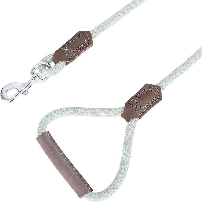 Mile High Life | Premium Leather Dog Leash | Strong Rope Leash | Leather Handle | Zinc Alloy Strong Clasp | Small Medium Large Dogs | 4/5/6 Feet(Green, 60 Inch (Pack of 1))