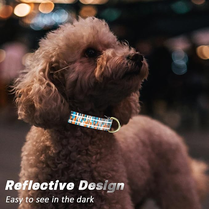 Reflective Dog Collar for Extra Small Dogs, Cute Boho Adjustable Heavy-Duty Nylon Puppy Collar for Boy and Girl Female, Soft Pet Accessories with Quick Release Buckle, Colorful Spliced