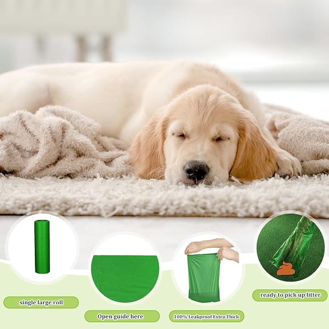 Harloon 6000 Counts Dog Poop Waste Bags Bulk, 30 Rolls Pet Waste Bags, Extra Thick Strong Leak Proof, for Walking, Travel, Park, Puppy Cleanup,Universal Doggy Rolls Waste-Box(Deep Green,12 x 8 Inches)