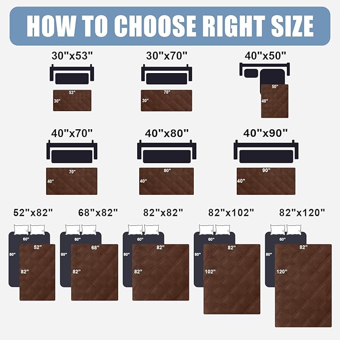 Smiry Waterproof Dog Bed Cover Blanket 40x50, Soft Reversible Pet Blanket, Washable Leakproof Cats Dogs Couch Cover for Sofa, Couch, Furniture, Brown/Beige