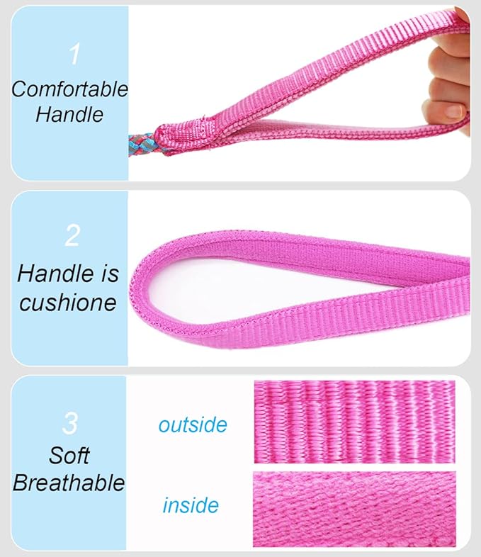 2/3/4/6/10 Foot Reflective Dog Leash Strong Nylon Rope Braided Heavy Duty for Large Medium Small Dogs Walking Training Leads (Pink, 4ft * 1/2")